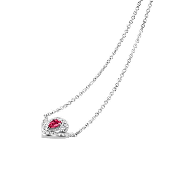 Josephine Aigrette White Gold, Rubellite and Diamond Pav&eacute; Pendant